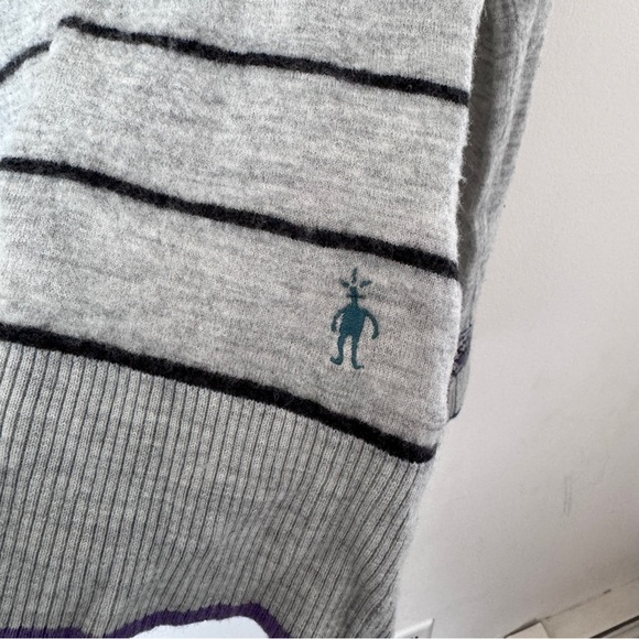 SMARTWOOL MERINO WOOL GRAY STRIPED V NECK SWEATER LONG SLEEVE PULLOVER LOGO - Picture 2 of 7